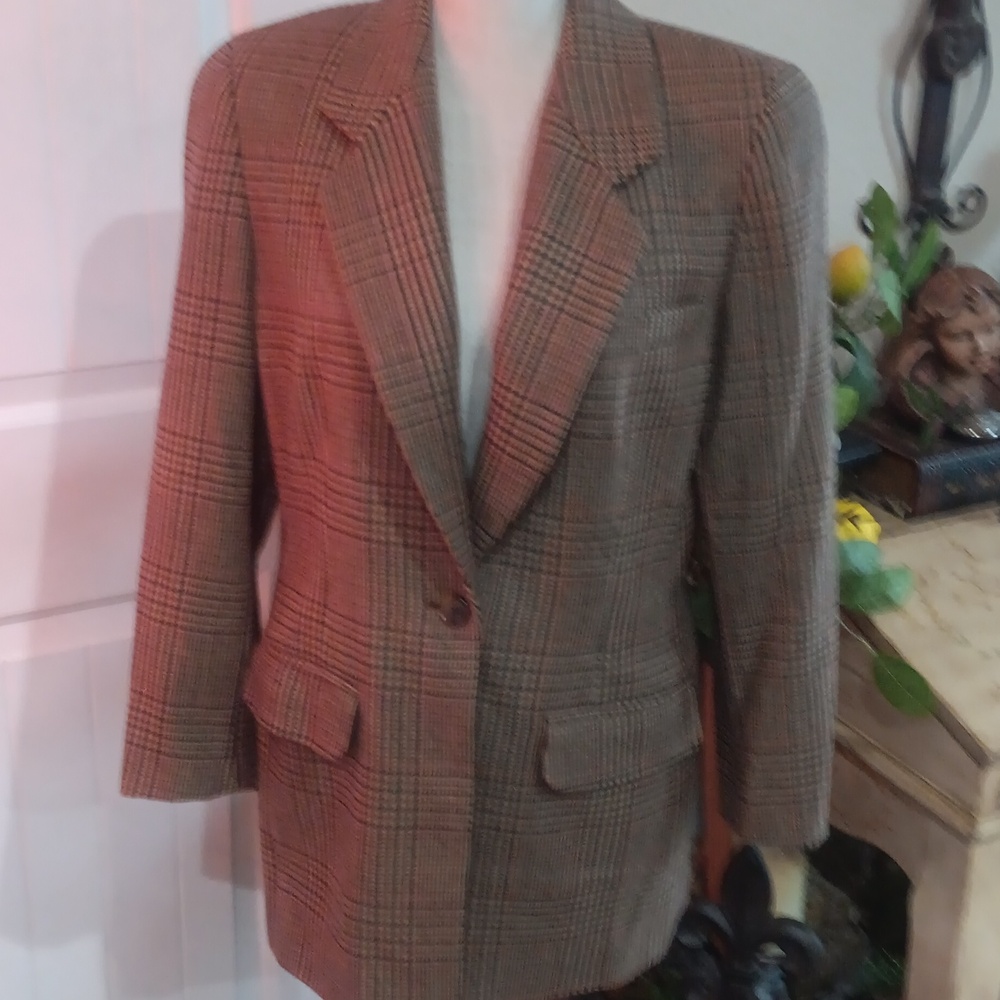 ANNE KLEIN II Vtg Houndstooth Blazer Size 6 Petite